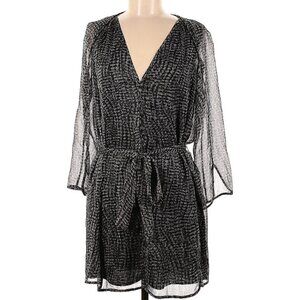 Halston Heritage Deep V-Cut Faux-Wrap Lined Silhouette Dress - Size M